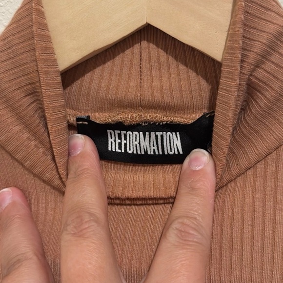 Reformation Ribbed Tan Bodysuit - Picture 3 of 6